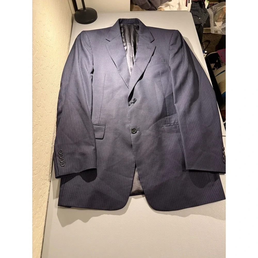 Loro Piana Fabric Men's Navy Pinstripe Blazer‎ Sport Coat 40L Wool Cremieux